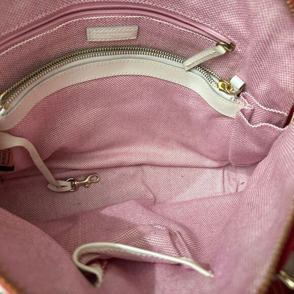 Dooney & Bourke Authenticated Red Canvas / Cream Leather - Excellent Condition - Picture 9 of 10